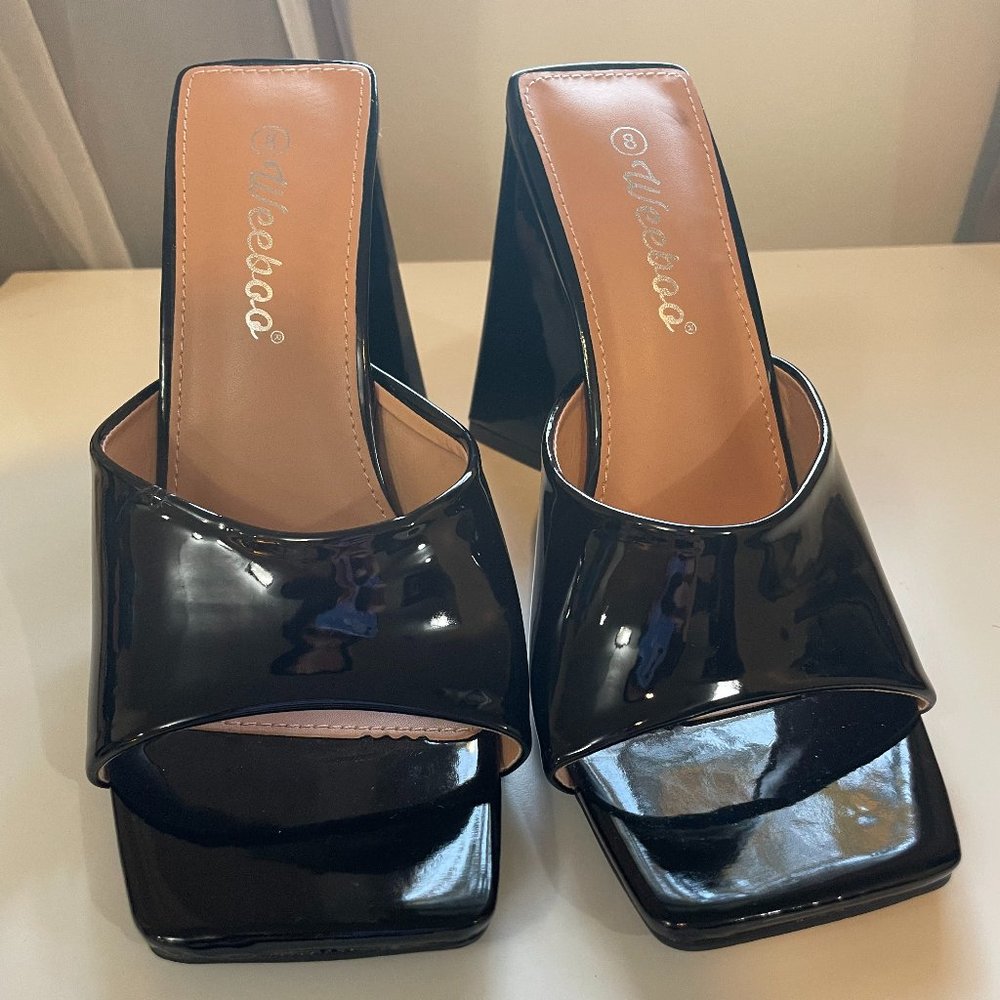 Patent Leather Block Mule/Heels